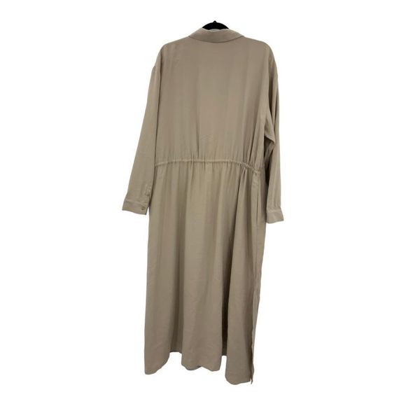 Nordstrom Long Sleeve Drawstring Waist Shirtdress Tan Size Large - Picture 9 of 14